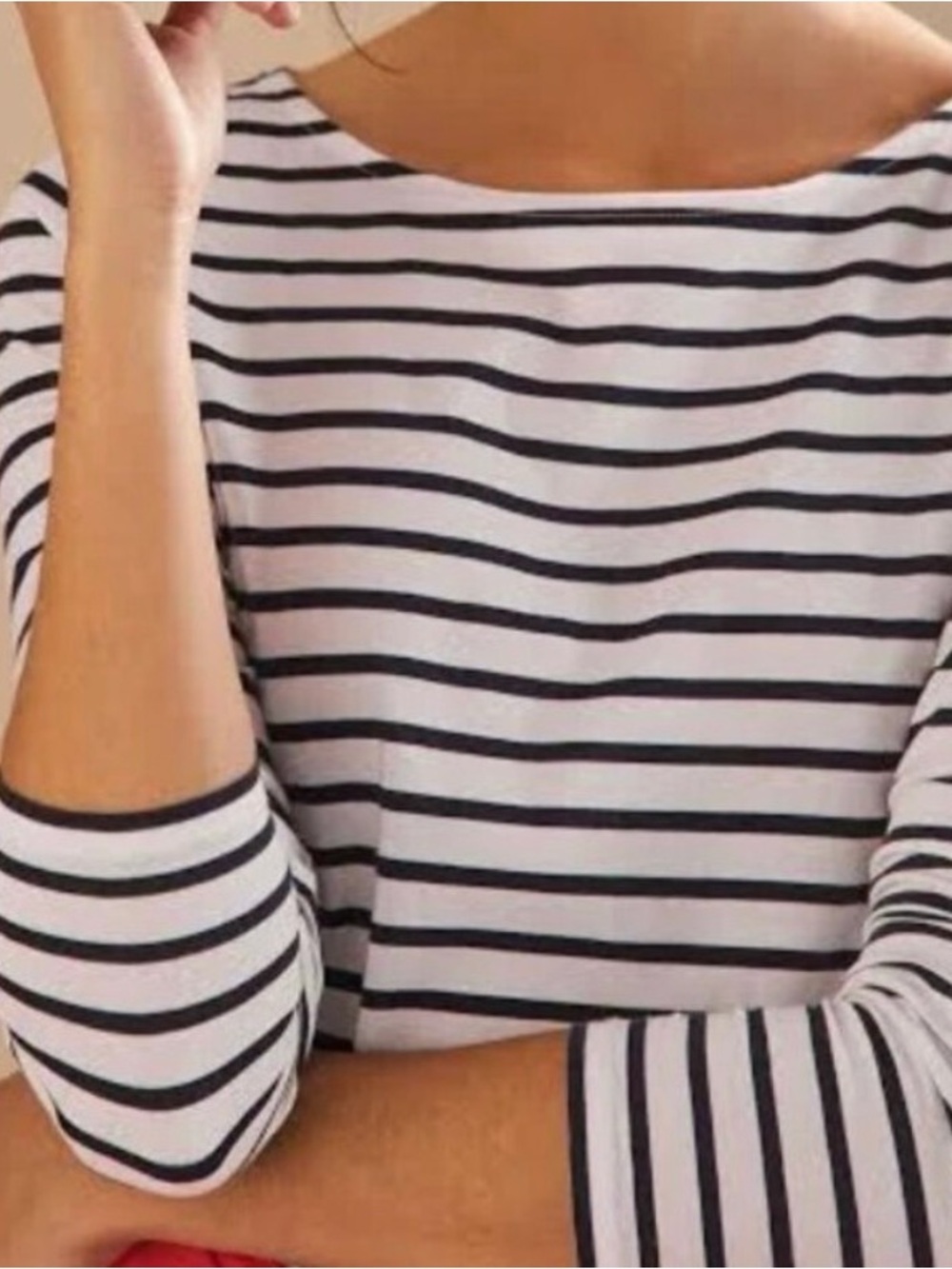 Boden Blue & White Brenton Striped Long-Sleeve Top